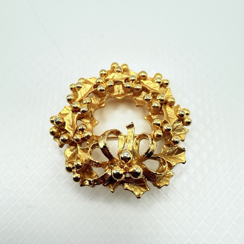 Vintage Holiday Brooches & Scatter Pins Lot of 6 Christmas Tree Wreaths - Picture 4 of 12